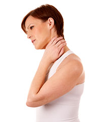 women holding neck in pain